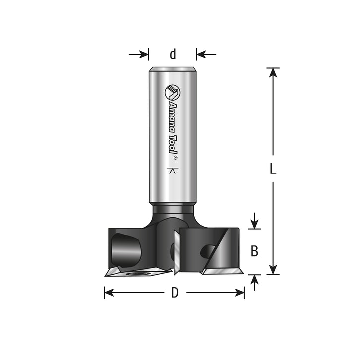 RC-2253 Insert Carbide Mini Spoilboard Surfacing, Rabbeting, Flycutter, Slab Leveler & Surface Planer 2+2 Flute Design 1-1/2 Dia x 1/2 x 12mm Shank Router Bit